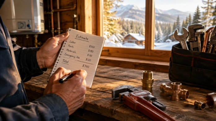 Truckee emergency plumber calculating repair cost estimate